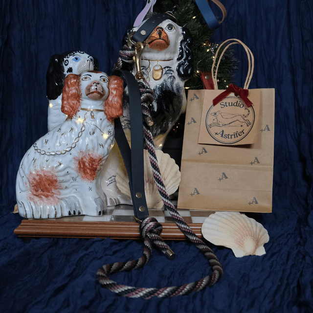 Canis Major — Collier bi-matière sangle et corde — noire, bordeaux et beige