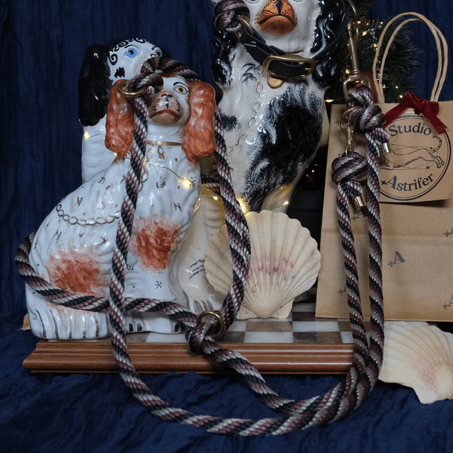 Canis Major — Collier bi-matière sangle et corde — noire, bordeaux et beige